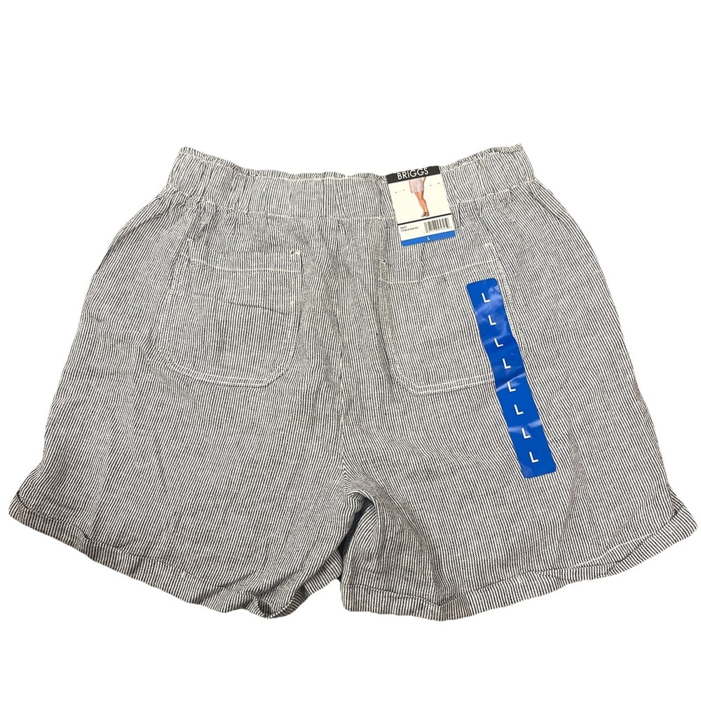 NWT Women's Blue/White Stripe BRIGGS Linen Pull On Short Size *MEDIUM* - Picture 2 of 2